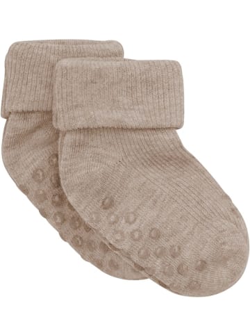 Minymo Kinder Socken "Baby Rib Sock with Abs (2-Pack)" in Braun