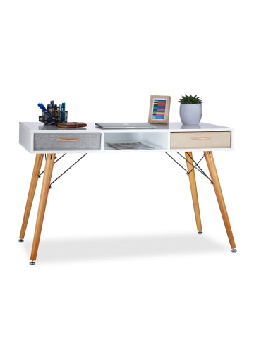 relaxdays Schreibtisch in Weiß - (B)125 x (H)74 x (T)60 cm