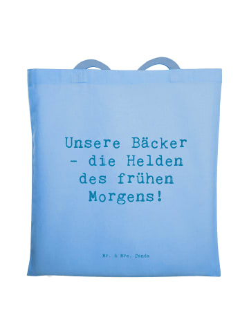 Mr. & Mrs. Panda Tragetasche Spruch Bäcker Helden mit Spruch in Sky Blue