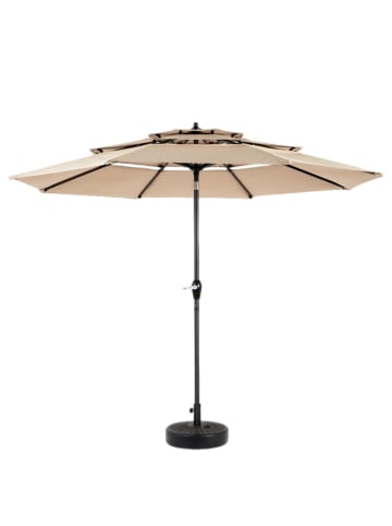 ABRIHOME Doppelseitiger Sonnenschirm in Khaki Ø300 cm rechteckig mit Kurbel