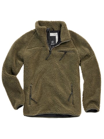 Brandit Fleecejacke/Fleecepullover "Teddyfleece Troyer" in Grün