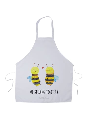 Mr. & Mrs. Panda Kochschürze Biene Verliebt mit Spruch in Weiß
