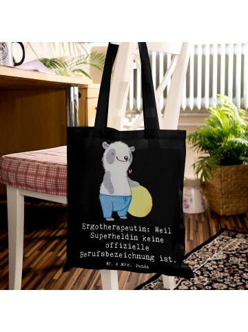 Mr. & Mrs. Panda Schultasche Ergotherapeutin Superheldin mit Spruch in Schwarz