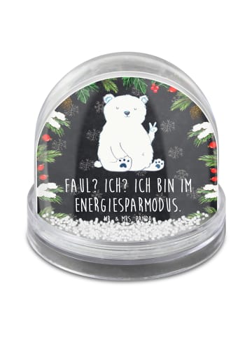 Mr. & Mrs. Panda Schneekugel Eisbär Faul mit Spruch in Kreidetafel