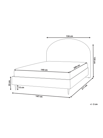 Beliani Doppelbett MILLAY in Weiß/Schwarz/Braun - (W) 156 x (H) 130 x (L) 211 cm
