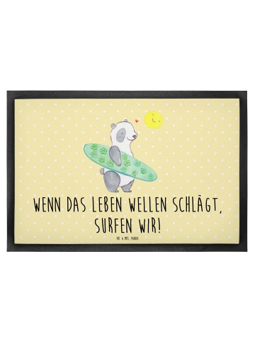 Mr. & Mrs. Panda Schmutzfangmatte Sommer Wellen Surf mit Spruch in Gelb Pastell