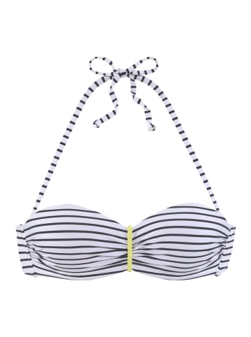 Venice Beach Bügel-Bandeau-Bikini-Top in schwarz-weiß-limette