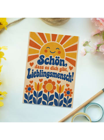 Postkarte Blumen Sonnenaufgang Design mit Spruch in Weiß
