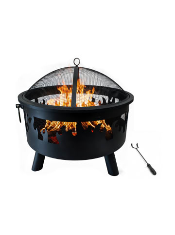 relaxdays Feuerschale in Schwarz - (H)62 x Ø 66 cm