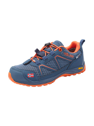 Trollkids Wanderschuh "SKARVAN Low" in Mystik Blau / Orange