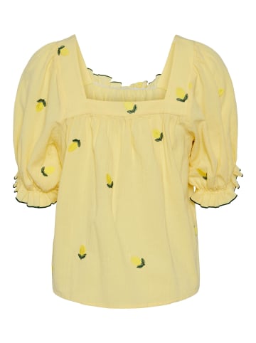 Pieces Bluse mit kurzen Ärmeln in Pale Banana 1