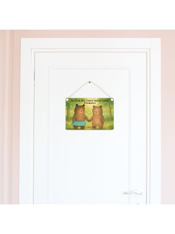 Mr. & Mrs. Panda Holzschild Bär Freundin Design mit Spruch in Weiß