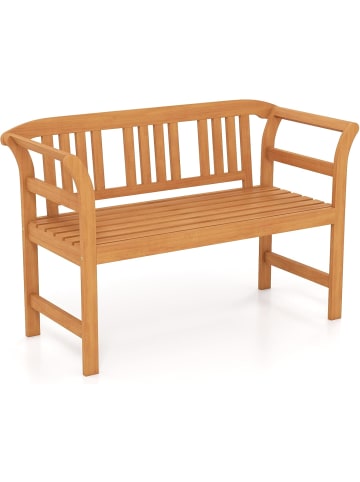 COSTWAY Gartenbank Akazienholz 2-Sitzer in Hellbraun