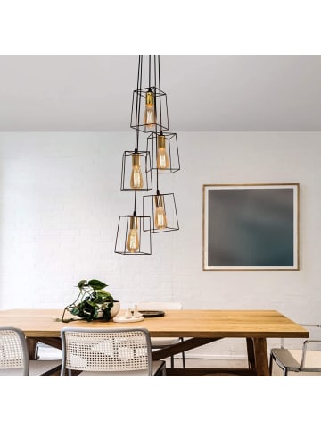 ZMH Pendelleuchte 5-flammige E27 in Schwarz mit Metall