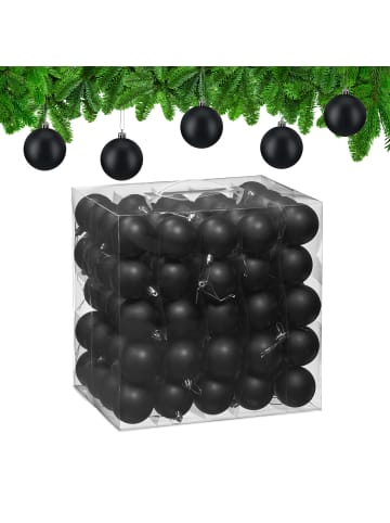 relaxdays 100 x Weihnachtskugeln Set in Schwarz