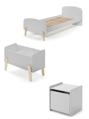58 aufm Kessel KINDERZIMMER Set Karilynn 3 Massivholz+MDF hellgrau