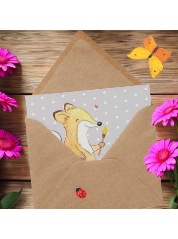 Mr. & Mrs. Panda Grußkarte Fuchs  Malen ohne Spruch in Grau Pastell