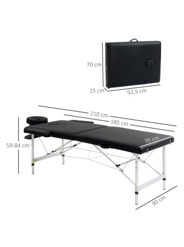 HOMCOM Massageliege-210L x 90B x 59-84H cm-Schwarz