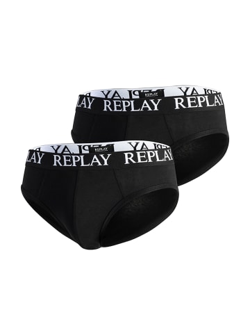 Replay Replay Slip REPLAY SLIP Basic Cuff Logo im praktischen 2er Pack in schwarz