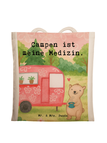 Mr. & Mrs. Panda Tragetasche Bär Camper Design mit Spruch in Weiß