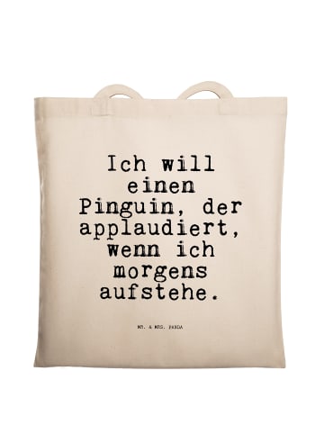 Mr. & Mrs. Panda Tasche Ich will einen Pinguin,... mit Spruch in Creme
