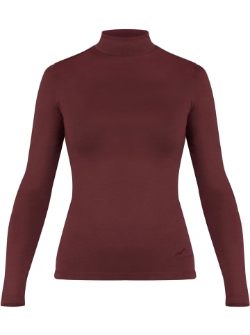 Normani Outdoor Sports Damen Merino Longsleeve mit Stehkragen Romsey in Rot