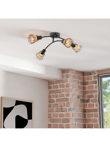 home24 Deckenleuchte Lendum III in Schwarz / Braun