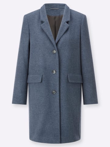 creation L Woll-Mantel in rauchblau-meliert