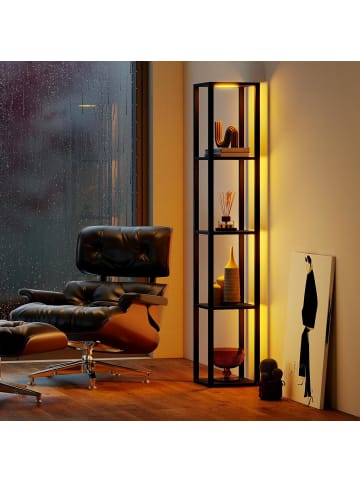 COSTWAY 162cm Stehlampe mit Regalen in Schwarz