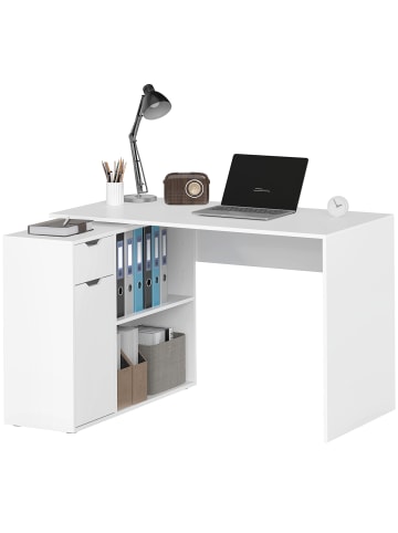 HOMCOM Eckschreibtisch-120L x 96B x 75H cm-Weiß