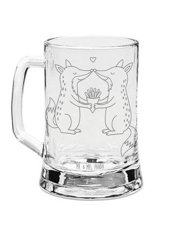 Mr. & Mrs. Panda Bierkrug Füchse Liebe Pommes ohne Spruch in Transparent