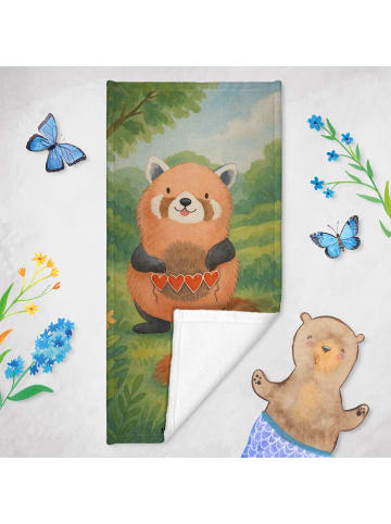 Mr. & Mrs. Panda Badehandtuch Roter Panda Design ohne Spruch in Weiß