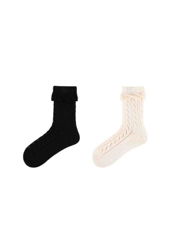 MUNADUNA 2er-Pack Lochmuster-Krempel-Shortsocks-Farb-Mix
