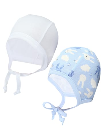 TupTam Unisex Baby Erstlingsmütze zum Binden 2er Pack in hellblau
