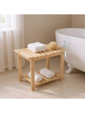 relaxdays Badhocker in Natur - (B)53 x (H)42 x (T)33 cm