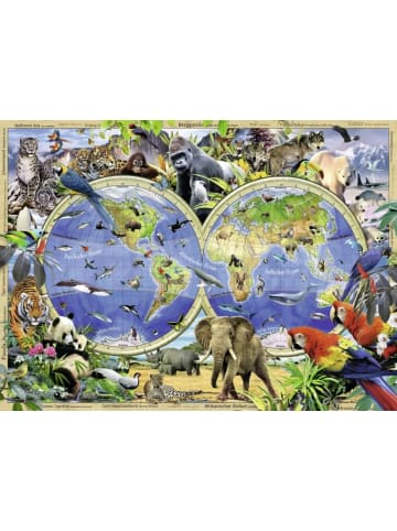 Ravensburger Ravensburger Kinderpuzzle - 10540 Tierisch um die Welt - Puzzle-Weltkarte für...