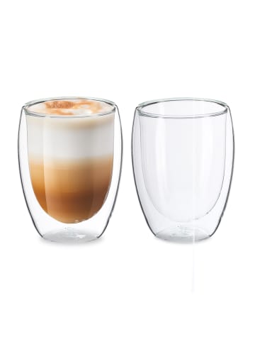 relaxdays 2 x Latte Macchiato Gläser in Transparent - 350 ml
