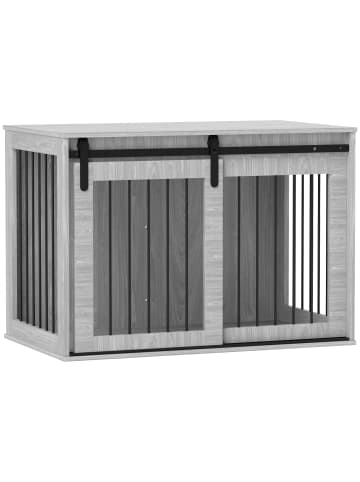 Pawhut Hundekäfig Grau 98L x 58B x 61H cm