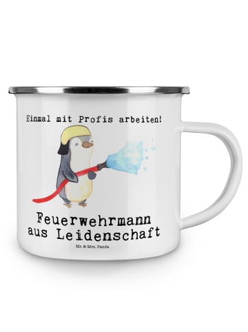 Mr. & Mrs. Panda Emaille Tasse Feuerwehrmann Leidenschaft mit Sp... in Weiß