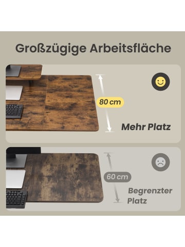 VASAGLE Schreibtisch Balok in Braun - (B)160 x (H)(82.5-130.5) x (T)80 cm