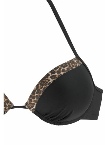 LASCANA Push-Up-Bikini-Top in schwarz-leo