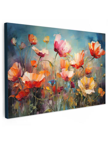 MuchoWow Leinwand Bilder Bunte Blumen