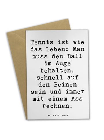 Mr. & Mrs. Panda Glückwunschkarte Spruch Tennis Lebensweisheit m... in Weiß