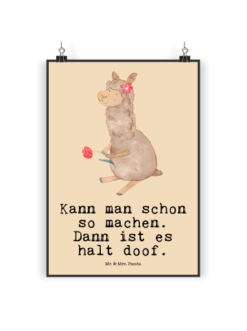 Mr. & Mrs. Panda Poster Alpaka Blume mit Spruch in Kaktus Grün