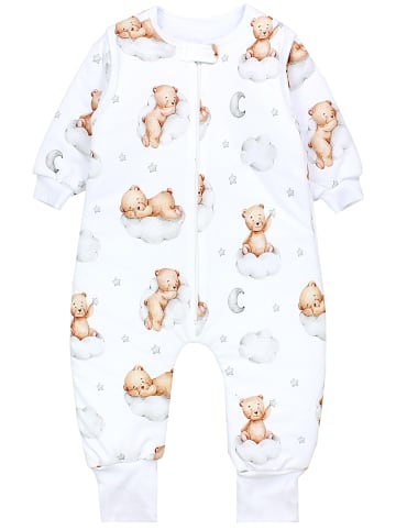 TupTam Baby Schlafsack mit Beinen und Ärmel ganzjährig in weiß/beige