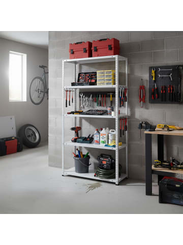 relaxdays Lagerregal in Weiß - (B)75 x (H)150 x (T)30 cm