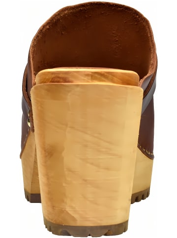 Sanita Comfortwear Clog "Wood-Peleni Chunk Open" in Braun