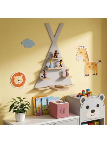 relaxdays Toniebox Regal "Zelt" in Grau - (B)49 x (H)69 x (T)9 cm