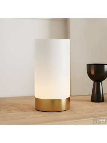 home24 Akku-Tischleuchte RICKSON in Weiß / Messing