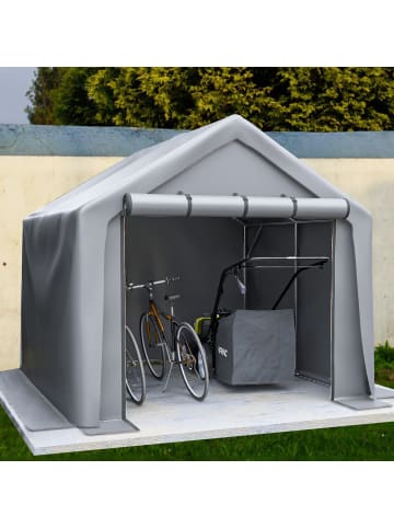 ABRIHOME Gerätehaus in Dunkelgrau 244x241x217 cm für Fahrrad Werkzeug Garten